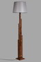 Opviq Kule Ceviz Lámpara de Pie de Madera con Pantalla Gris